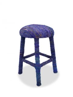 Blue Recycled Silk Bar Stool by nuLOOM