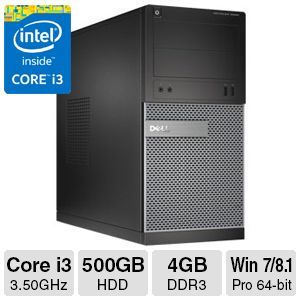 Dell OptiPlex 3020 Desktop PC   Intel Core i3 4150 3.50GHz, 4GB DDR3 Ram, 500GB HDD, DVDRW, Windows 7/8.1 Pro 64 bit   09GWFN