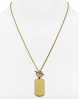 Michael Kors Monogram Dog Tag Pendant Necklace, 22"
