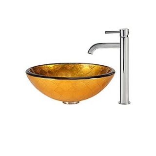 Kraus Orion Vessel Sink with Ramus Faucet; Chrome