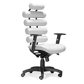 Zuo Unico High Back Leatherette Managers Chair, Adjustable Arms, White