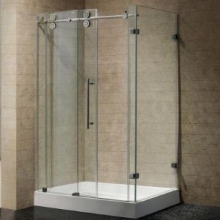 Vigo Winslow 48.125 in. x 79.875 in. Frameless Bypass Shower Enclosure in Chrome with Clear Glass and Left Base VG6051CHCL48WL
