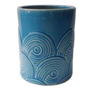 6 in. Dia Blue Ceramic High Tide Cylinder Planter CR10854 06A