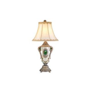 OK LIGHTING 31.5 in. Pearl White with Jade Table Lamp OK 4188T