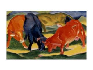 Fighting Cows, Franz Marc (1880 1916 German), , Poster Print (18 x 24)