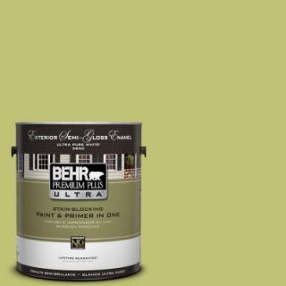 BEHR Premium Plus Ultra 1 gal. #PPU9 7 Fresh Sprout Semi Gloss Enamel Exterior Paint 585401
