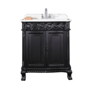 OVE Decors Trent 30 in. Vanity in Black Antique with Cultured Marble Vanity Top in White Trent 30