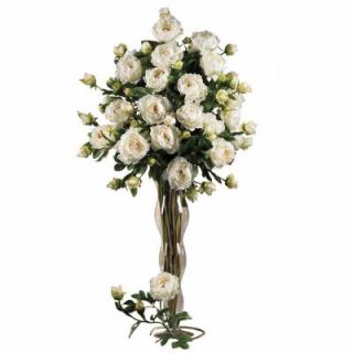 38.5 in. H White Peony with Leaves Stem (Set of 12) 2126 WH