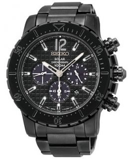Seiko Mens Chronograph Solar Black Ion Finished Stainless Steel