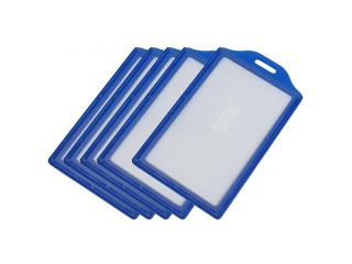 Vertical Business ID Badge Card Holders, 5 Pcs, Clear Blue