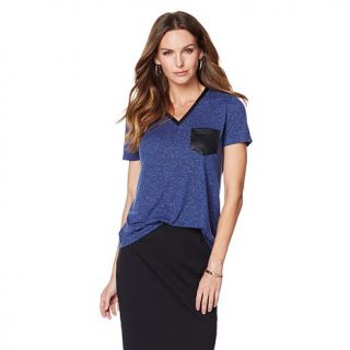 G by Giuliana Speckled Jersey Knit Tee with Pocket   7949053