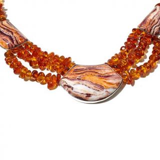 Jay King Lion's Paw Shell and Amber Bead Sterling Silver 16 3/4" Necklace   7902797