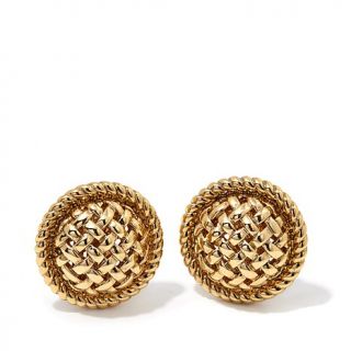 Larisa Barrera "Gilded 24/7" Goldtone Basketweave Clip On Button Earrings   8064436