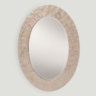 White Mother of Pearl Oval Mirror