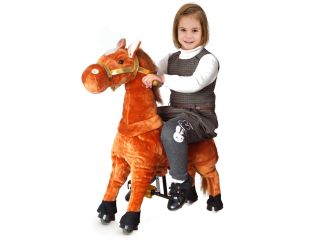 UFREE Horse, Action Pony, Walking Horse Toy, Giddy up Go Go Go for Kids Aged 3 5 Years Old, Rocking Horse Plush Fur, Really Go with Wheels,Height 35''