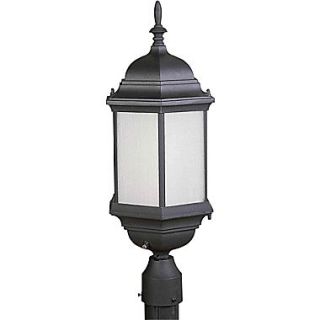Aurora 1 Light Outdoor Post W/Frosted Seeded Glass Shade, Black
