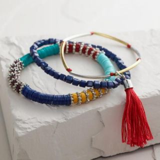 Multicolored Sequins and Tassels Bracelets, Set of 3