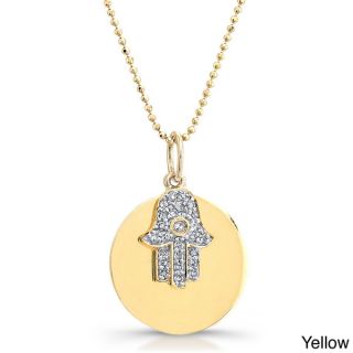 Victoria Kay 14k Gold 1/8ct TDW Diamond Hamsa Charm Necklace (J K, I2