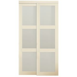 ReliaBilt 3 Lite Frosted Glass Sliding Closet Interior Door (Common: 60 in x 80 in; Actual: 60 in x 78.68 in)