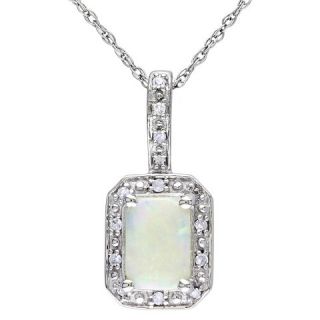 Allura .07 CT. T.W. Opal and .06 CT. T.W. Diamond Pendant Necklace in