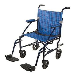 Drive Medical Fly Lite Ultra Lightweight Transport Wheelchair, Blue