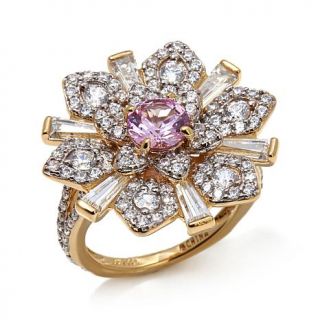 Jean Dousset 4.31ct Absolute™ Clear and Pink Floral Sterling Silver Ring   8068955