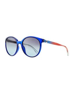 Gucci Round Transparent Plastic Sunglasses, Blue
