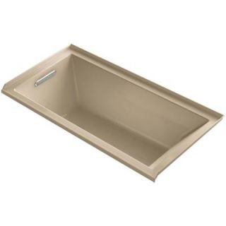 KOHLER Underscore 5 ft. VibrAcoustic Left Drain Soaking Tub in Mexican Sand with Bask Heated Surface K 1167 VBLW 33