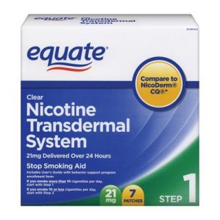 Equate Step One Clear Transdermal System Nicotine Patches, 21mg