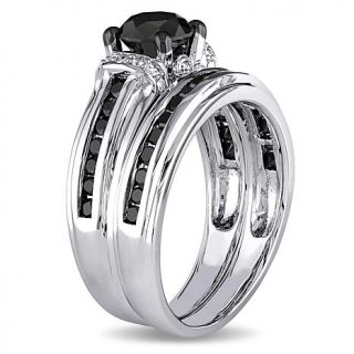1.61ct Black and White Diamond 10K White Gold 2 piece Bridal Ring Set   8025978