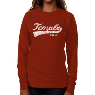Temple Owls Womens All American Secondary Long Sleeve Slim Fit T Shirt   Cherry