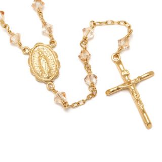 14k Gold over Silver Crystal Rosary Necklace  ™ Shopping
