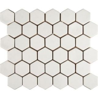MS International Whisper White Hexagon 12 in. x 12 in. x 10 mm Ceramic Mesh Mounted Mosaic Wall Tile PT WW 2HEX