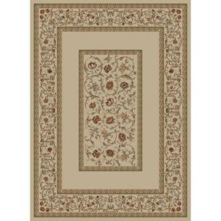 Concord Global Trading Ankara Floral Border Ivory 5 ft. 3 in. x 7 ft. 3 in. Area Rug 62325