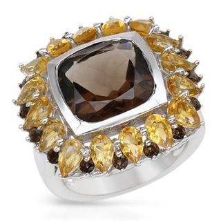 Cocktail Ring with 10.39ct TW Citrines, Topazes in .925 Sterling