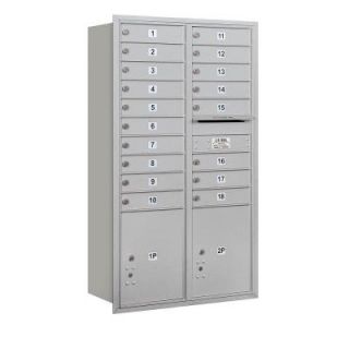 Salsbury Industries 55 in. H x 31 1/8 in. W Aluminum Rear Loading 4C Horizontal Mailbox with 18 MB1 Doors/2 PL5's 3715D 18ARU