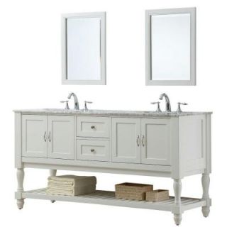Direct vanity sink Mission Turnleg 70 in. Double Vanity in Pearl White with Marble Vanity Top in Carrara White and Mirror 6070D10 WWC 2M