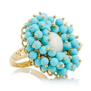Dea Cultured Freshwater Pearl and Simulated Turquoise Gold Plated Sterling Silv   7871803