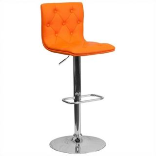 Flash Furniture Tufted Adjustable Bar Stool in Orange   CH 112080 ORG GG