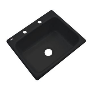 Thermocast Inverness Drop In Acrylic 25 in. 2 Hole Single Bowl Kitchen Sink in Black 22299