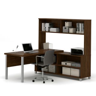 Bestar Pro Linea L Desk with hutch
