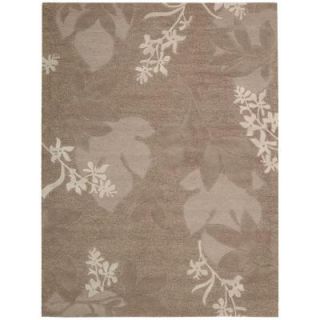 Nourison Overstock Shadow Leaves Chocolate 5 ft. 6 in. x 7 ft. 5 in. Area Rug 007285