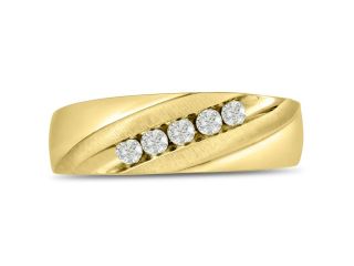 Men's 1/4ct Diamond Ring In 10K Yellow Gold, G H, I2 I3