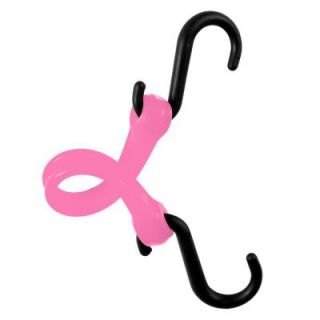The Perfect Bungee 7 in. EZ Stretch Polyurethane Bungee Strap with Nylon S Hooks (Overall Length: 12 in.) in Pink DISCONTINUED PBNH12P