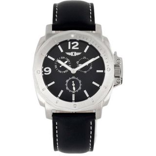 I By Invicta Men's Stainless Steel Multifunction Watch, Black Leather Strap