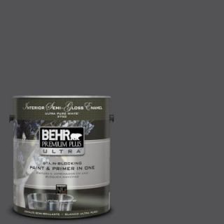 BEHR Premium Plus Ultra 1 gal. #BXC 30 Black Space Semi Gloss Enamel Interior Paint 375301