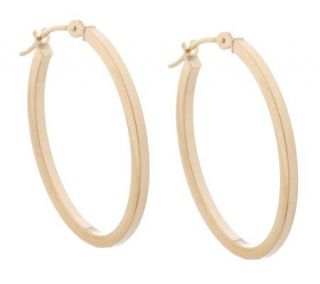 1 Square Tube Oval Hoop Earrings 18K Gold —