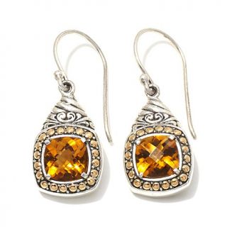 Bali Designs by Robert Manse 3ct Madeira Citrine 2 Tone Sterling Silver Drop Ea   7919925