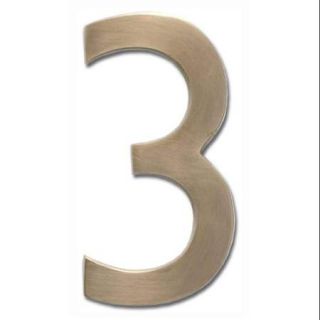 Floating House Number "3" in Antique Brass Finish (2.8 in. W x 5 in. H (0.28 lbs.))
