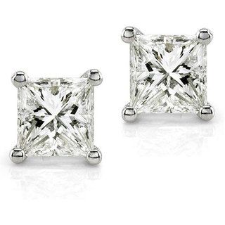 Annello 14k Gold 2 2/5ct TDW Princess cut Diamond Stud Earrings (J, I1
